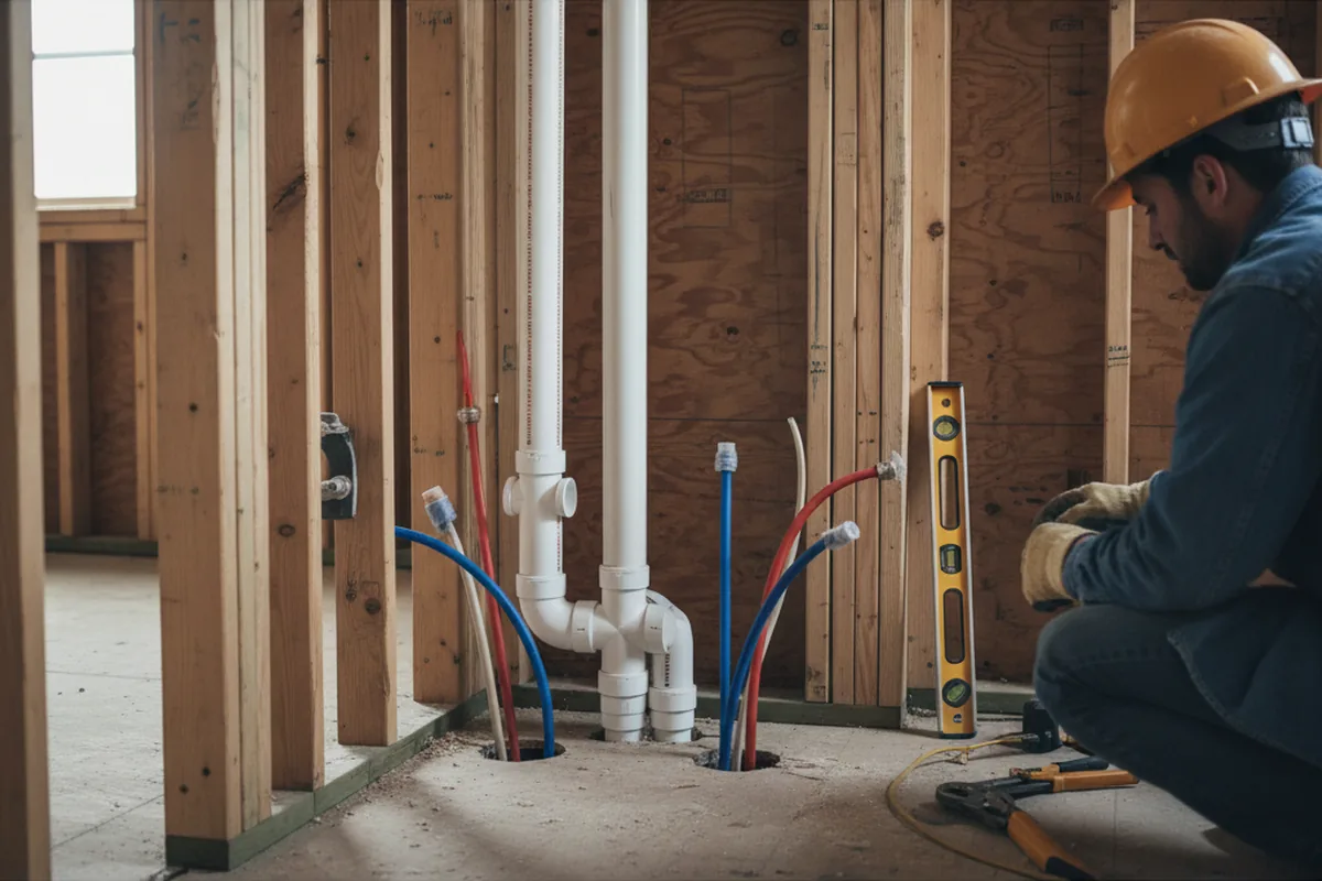 Drain and supply rough-in during Leak Detection in Taylorville